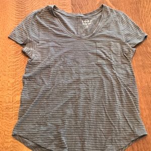 LOFT vintage soft silver-striped pocket tee